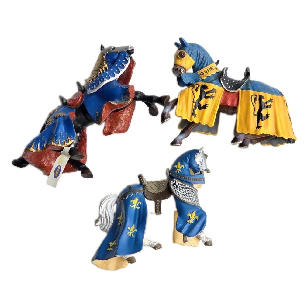 Shleich Papo Medieval Knights Horse Figures Lot of 3